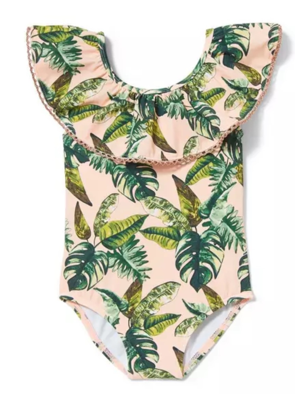 Janie & Jack Ruffle palm print swimsuit